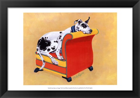 Framed Great Dane on Orange Print