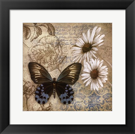 Framed Butterfly Garden I Print