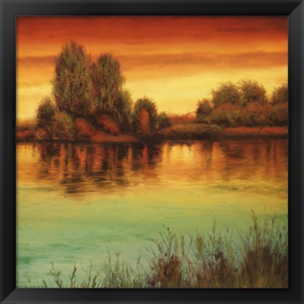 Framed River Sunset II Print