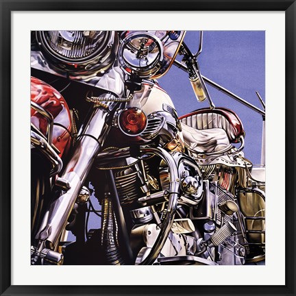 Framed Motorcycle I Print