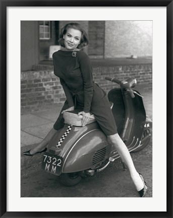 Framed Posing on Motor Scooter Print