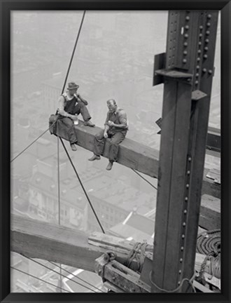 Framed Workers Sitting on Steel Beam Print