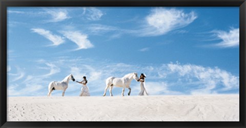 Framed Leading Horses in Desert Print