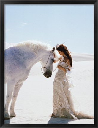 Framed Young Woman with Horse Print