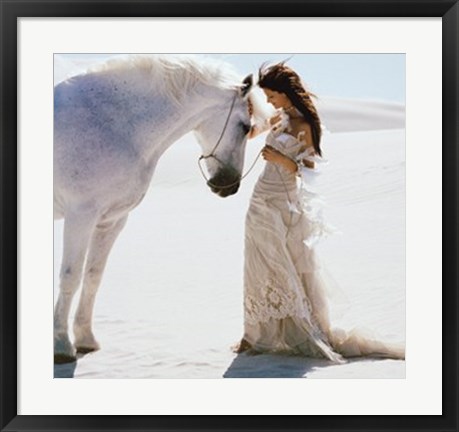 Framed Young Woman with Horse Print