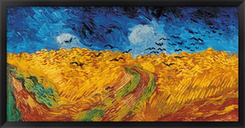 Framed Wheat Field with Crows Print