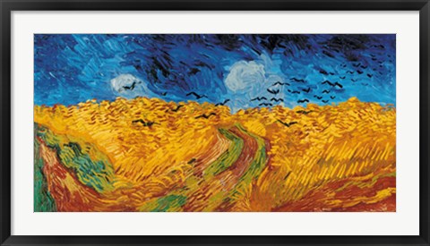 Framed Wheat Field with Crows Print