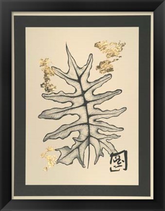 Framed Gold Leaf Embellished Botanical III Print