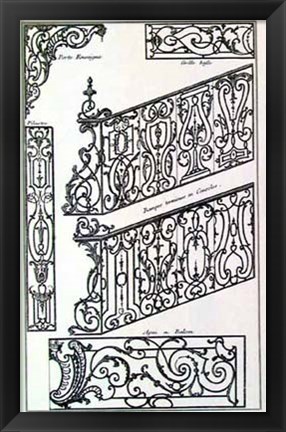 Framed Stair Balustrade III Print