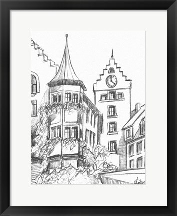 Framed Sketches of Downtown II Print