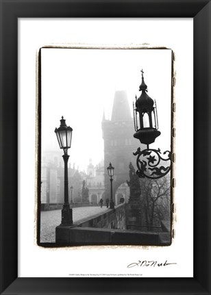 Framed Charles Bridge in Morning Fog I Print