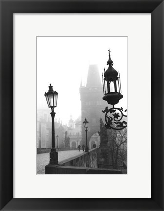 Framed Charles Bridge in Morning Fog I Print