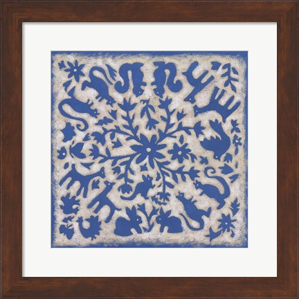 Framed Folk Story in Blue Print