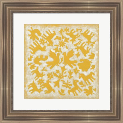 Framed Folk Story in Yellow Print