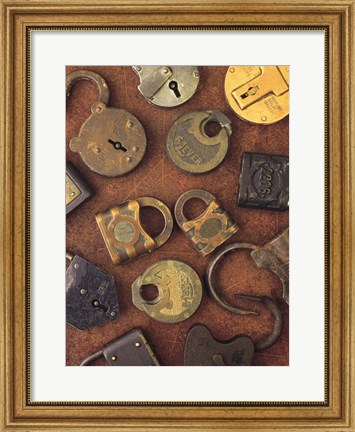 Framed Antique Lock Collage Print