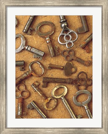 Framed Antique Key Collage Print