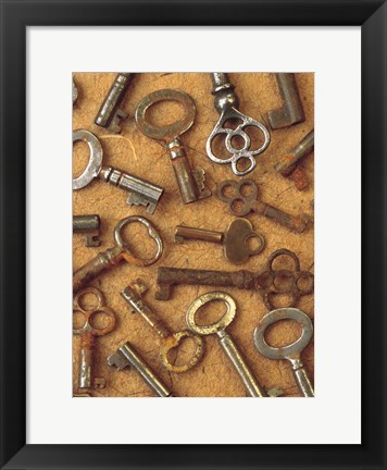 Framed Antique Key Collage Print