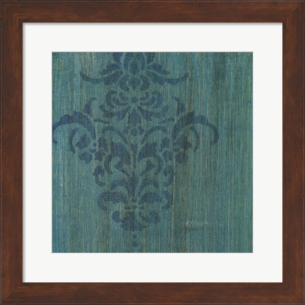 Framed Verdigris Damask I Print