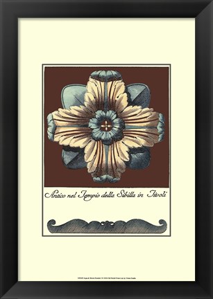 Framed Aqua &amp; Brown Rosette I Print