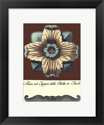 Framed Aqua &amp; Brown Rosette I Print