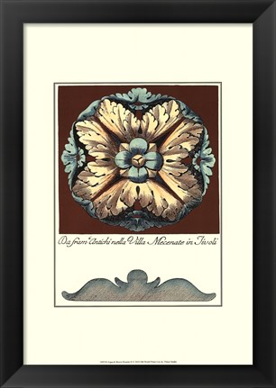 Framed Aqua &amp; Brown Rosette II Print