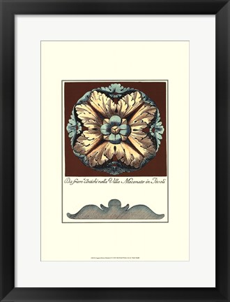 Framed Aqua &amp; Brown Rosette II Print