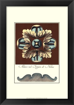 Framed Aqua &amp; Brown Rosette IV Print