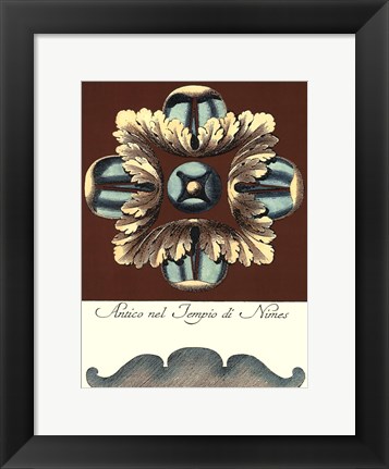 Framed Aqua &amp; Brown Rosette IV Print