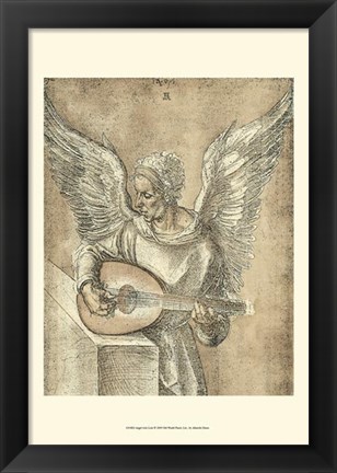 Framed Angel with Lute Print