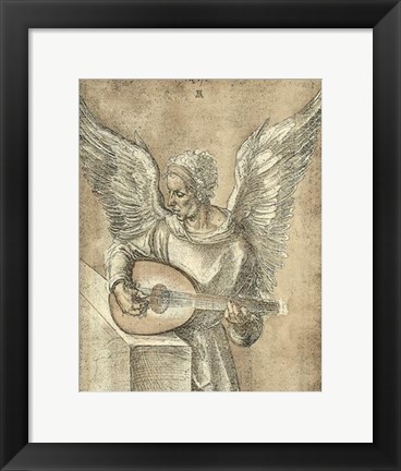 Framed Angel with Lute Print