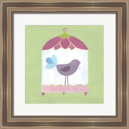 Framed Patchwork Birdcage I Print