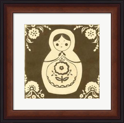 Framed Russian Doll in Brown Print