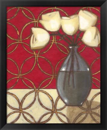 Framed Composition in Red, Gold, Cream I Print