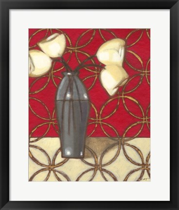 Framed Composition in Red, Gold, Cream II Print