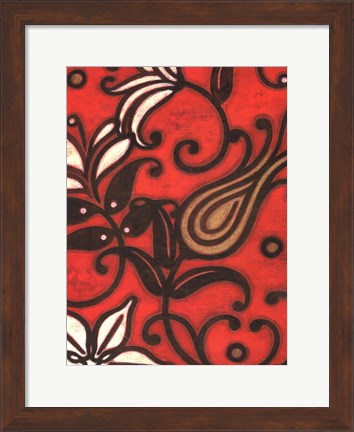 Framed Scarlet Textile I Print