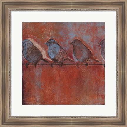 Framed Row of Sparrows I Print