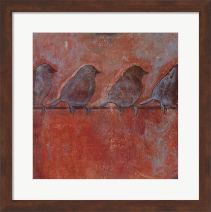 Framed Row of Sparrows II Print