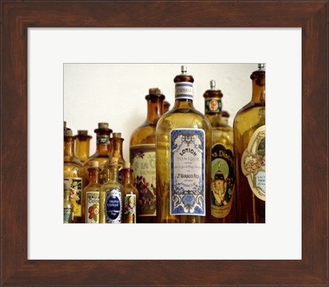 Framed French Perfume Bottles III Print