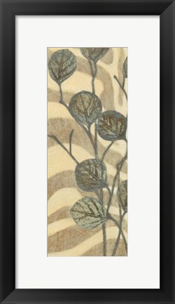 Framed Leaves on Stripes I Print