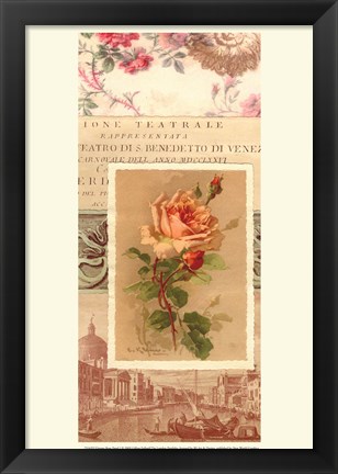 Framed Vintage Rose Panel I Print