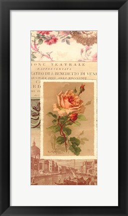 Framed Vintage Rose Panel I Print