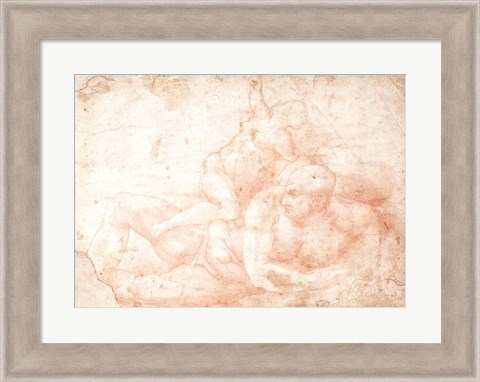 Framed Study of a Male and Female Nude Print