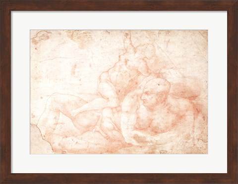 Framed Study of a Male and Female Nude Print