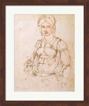 Framed W.41 Sketch of a seated woman Print