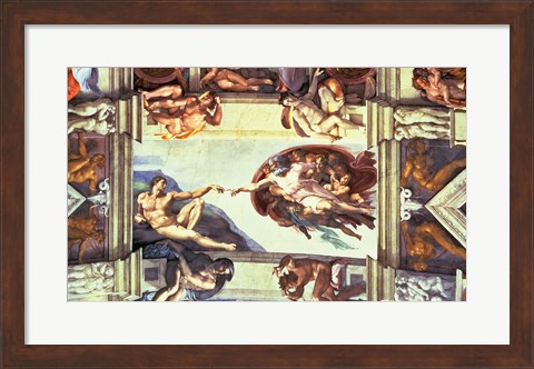 Framed Sistine Chapel Ceiling: Creation of Adam, 1510 Print