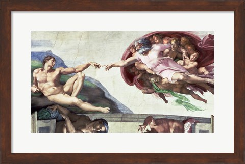 Framed Sistine Chapel Ceiling (1508-12): The Creation of Adam, 1511-12 Print