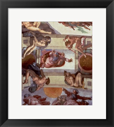 Framed Sistine Chapel Ceiling (1508-12): The Separation of the Waters from the Earth, 1511-12 Print