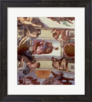 Framed Sistine Chapel Ceiling (1508-12): The Separation of the Waters from the Earth, 1511-12 Print