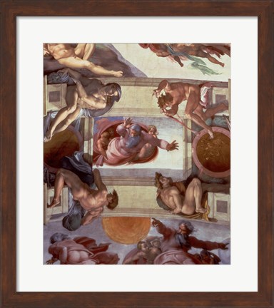 Framed Sistine Chapel Ceiling (1508-12): The Separation of the Waters from the Earth, 1511-12 Print