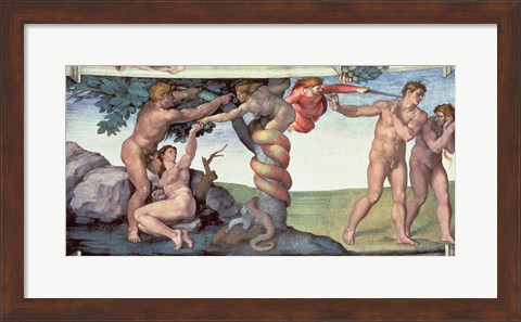 Framed Sistine Chapel Ceiling (1508-12): The Fall of Man, 1510 Print